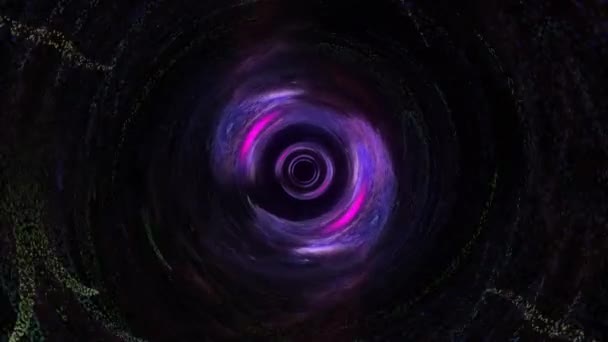 周围环境明亮紫色黑暗技术孔隧道3D画框Vj环路 4K环路动画通过一个神奇的网络空间隧道 具有光涡运动网络空间的技术背景 — 图库视频影像