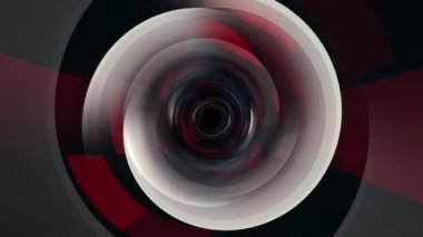 Soyut fütüristik bilim kurgu warp tüneli. Siber hologram HUD elementli 4K Karanlık Tünel. Çemberli animasyon soyut arkaplanı. Siyah üzerine kırmızı mavi renkli parlak daireler çizerek hiperuzayda ilerlemek.