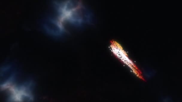 Abstrakt Många Glödande Partiklar Rör Sig Och Förvandlas Till Spiralgalax — Stockvideo