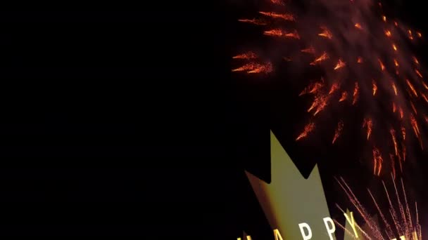 Happy Canada Day Gold Text Fireworks Particles Motion Graphic Effect — Video