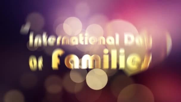 국제적 기념일아름다운 가정의 International Day Families Bokeh 플레어 누수가 금으로 — 비디오