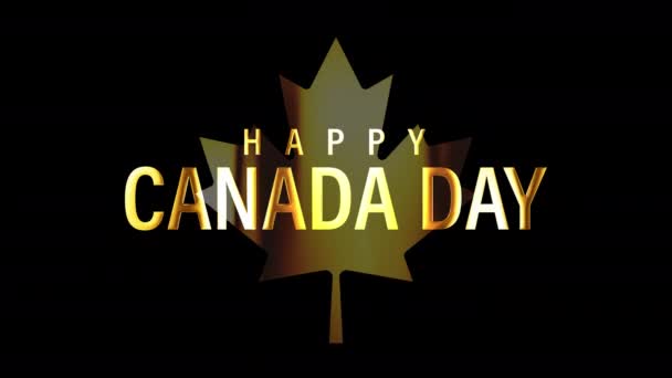 Happy Canada Dag Gyllene Text Märke Banner Med Guld Lönn — Stockvideo