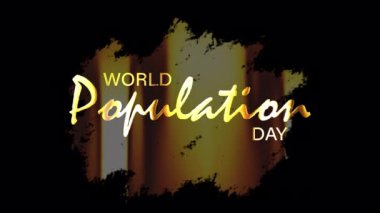 Altın ışıklı animasyonlu Dünya Nüfus Günü altın rozeti. 4K 3D kusursuz döngü Dünya Nüfus Günü QuickTime Alpha Channel ProRes 4444 ile ışık etkisi elementi kullanan kelimeyi izole etti.