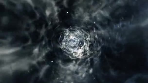 Abstract Vlucht Zwart Wit Chroom Hyperspace Tunnel Animatie Fly Storm — Stockvideo