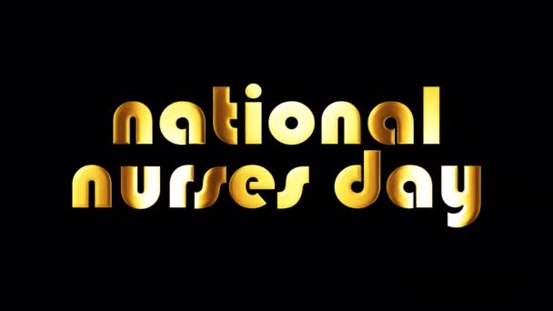 Nationale Nursen Dag Gouden Tekst Banner Loop Animatie Geïsoleerd Woord — Stockvideo