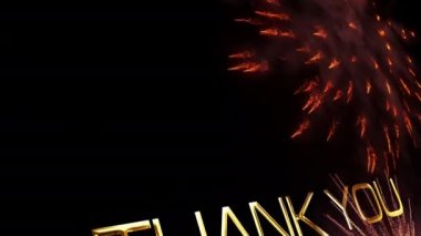 THANK YOU FOR WATCHING Gold Text Greetings Banner with Abstract Golden Sparkles Glitter Firework Particle Looped Background. 4K 3D Seamless Loop  Thank You For Watching for Holiday Festival Outro.