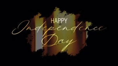 ÖZGÜRLÜK GÜNÜ altın ışıklı döngü animasyonlu el yazısıyla altın rozet. QuickTime Alpha Channel ProRes 4444 ve ışık efekti elementi kullanılarak izole edilmiş Bağımsızlık Günü 'nün 4K 3D Görünümü