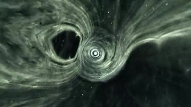 通过时空动画的超空间隧道 3D环Sci Fi星际旅行通过涡旋隧道中的虫孔 星云网络空间中的传送速度跳跃 — 图库视频影像