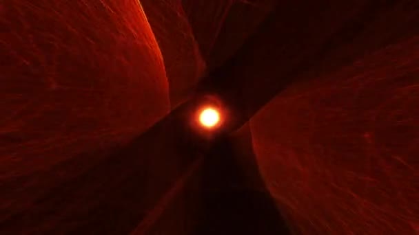 Tunnel Vortex Treillis Métallique Doré Brillant Radial Abstrait Avec Lumière — Video
