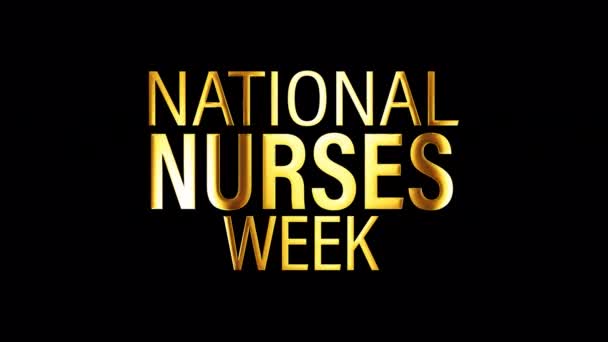 National Nurses Week Złoty Baner Tekstowy Animacja Pętli Pojedyncze Słowo — Wideo stockowe