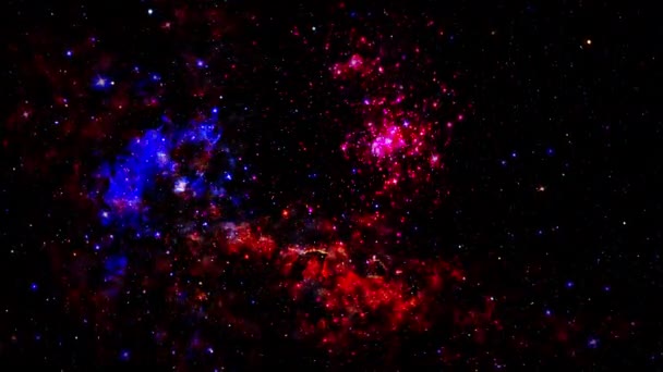 无缝线环空探索神秘的闪烁闪耀的星云云 3D渲染太空探索旅程 穿越银河背景的恒星场 Vivid Color Sci Universe Space Flight — 图库视频影像