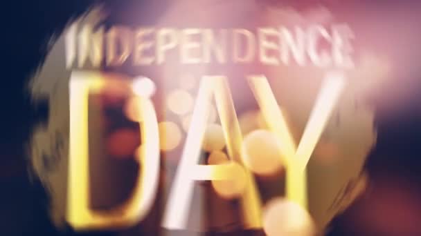 Кінематограф День Незалежності Рендеринг Титул Показує Золотий Текст Дня Незалежності — стокове відео