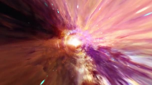 Tunnel hyperspatial coloré abstrait à travers le vortex spatio-temporel. 4K 3D Loop Sci-Fi voyage dans l'espace interstellaire à travers un vortex. Résumé saut de vitesse de téléportation dans le cyberespace avec lumière supernova.