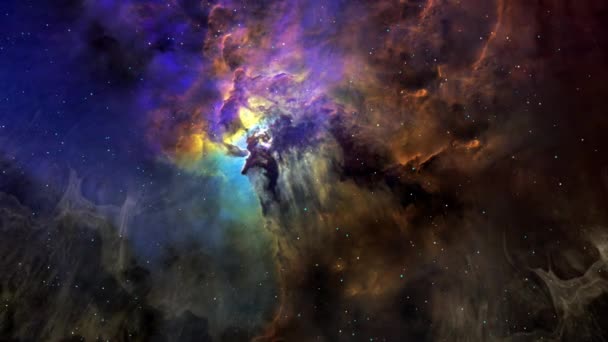 Ruimtevlucht Naar Lagoon Nebula Schoonheid Natuur Vlucht Lagune Nevel Gigantische — Stockvideo