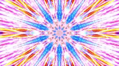 Güzel renkli hipnotik desen animasyon görsel mandala ruhani dönüş mavi mor geometri ışığı. 4K 3D kusursuz döngü. Başlık için güzel parlak süs, geçiş, VJ döngü sahnesi..