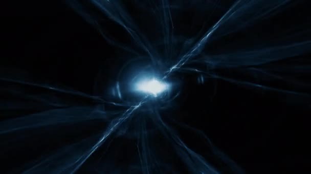 Dunkelblauer Plasmaenergietunnel Sci Fliegen Tunnel Des Lichts Fliegen Sie Durch — Stockvideo