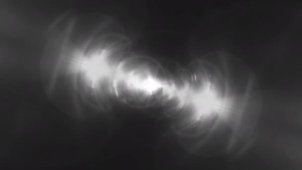 Czarno Biały Efekt Rozbłysku Światła Optycznego Błyszczącymi Falami Efekt Rotacji — Wideo stockowe