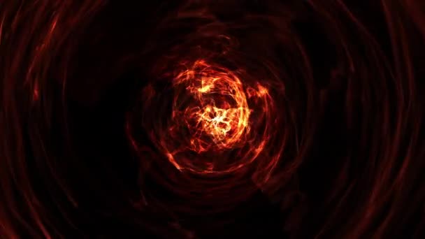 Astratto Digitale Incandescente Fuoco Cerchi Luce Animazioni Scintille Brillanti Vorticoso — Video Stock