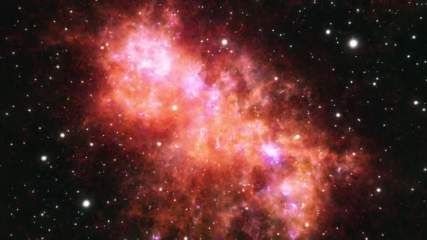 Űrkutatás Izzó Rózsaszín Lila Narancs Titokzatos Ködfelhő Mély Űrben Zökkenőmentes — Stock videók
