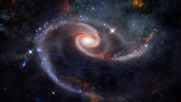 Interstellära Rymdfärder Universum Till Arp 273 Som Ligger 300 Miljoner — Stockvideo