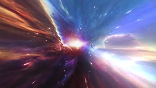 Hyperspace Light Speed Space Flight Beautiful Space Time Wormhole Vortex — Stock Video