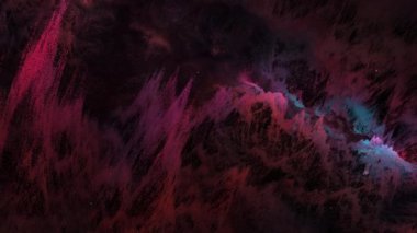 4K 3D Bilimkurgu sanatsal animasyon arka plan konsepti renkli sanat nebulası kozmik bulut uzay uçuş keşfi. Gizemli uzay nebulasında hayali uzay çizimi uçuşu.