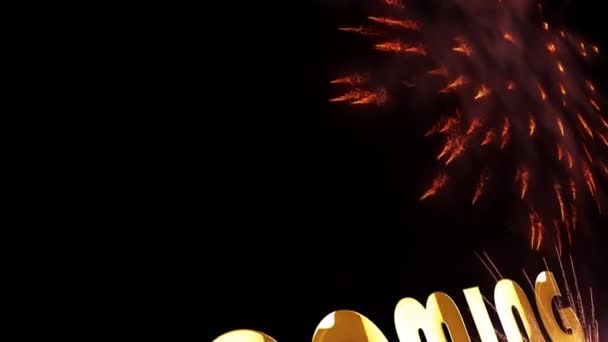 Hamarosan Cinematic Title Fireworks Particles Motion Graphic Effect Loop Render — Stock videók