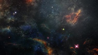 Uzayın derinliklerindeki Cygnus Uzay Uçuş Keşifleri 'nin Nebulası. Hilal Nebulasına 4K 3D Uçuş. Hilal Bulutsusu, Kuğu takımyıldızı yönünde bulunan bir emisyon bulutsusudur. NASA görüntüleriyle donatılmış.