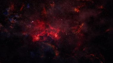 Uzay uçuşuyla Ejderha Balığı Nebulası 'na büyük bir emisyon bulutsusu ve Güneş' ten 30.000 ışık yılı uzaklıktaki bir bölgeye Crux takımyıldızı yönünde uçar. NASA Hubble resmi ile bitir.