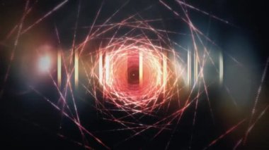 The End sinemasının karavan ismi. Soyut bilim teknolojisi, grunge Sci-Fi yüksek teknolojili tel örgü çerçeve kavramına sahip son altın metin. 4K 3D kusursuz döngü Başlık karavanı için kapak sonlanıyor.