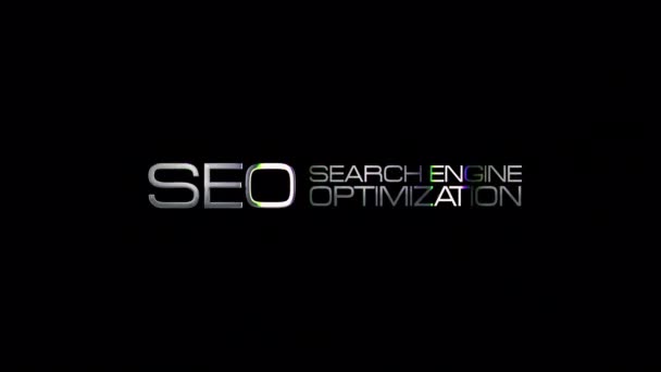 Seo Search Engine Optimization Glitch Text Effect Isolated Title Назва — стокове відео