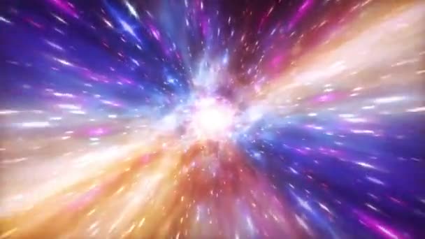 Colorido Vuelo Espacial Velocidad Luz Hiperespacial Través Del Túnel Agujero — Vídeos de Stock