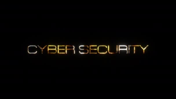Titul Text Kybernetická Bezpečnost Chyba Zlatý Text Ilustrace Černém Pozadí — Stock video