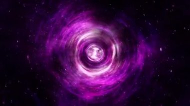 Renkli pembe solucan deliği girdabında soyut üç boyutlu sanat uzay keşfi. 4K Bilimkurgu kusursuz hiper uzay tüneli yıldızlararası seyahat kavramı. Bilim kurgu fantezi solucan deliği uçuşu.
