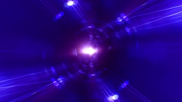 Geometric Abstrait Bleu Violet Futuriste Tunnel Mouvement Rotation Arrière Plan — Video