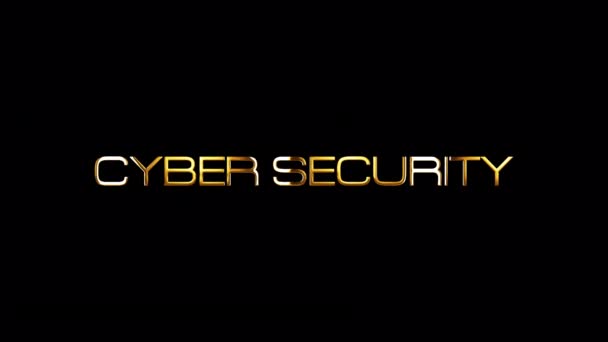 Cyber Security Golden Text Light Glowing Effect Isolated Alpha Channel — 图库视频影像