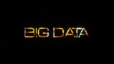 Altın ışık yanıp sönen döngü animasyonuyla büyük veri arızası metin efekti. 4K 3D görüntüleme kusursuz döngü Büyük Data parlak altın kelime ışık arızası etkisi video kapağı pankart, başlık, giriş, hediye.