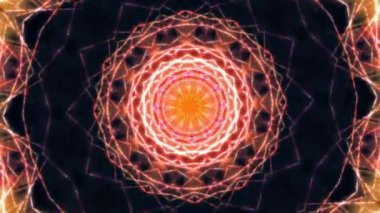 4K kusursuz döngü fütüristik mandala hipnotik soyut arka plan. Geometrik kaleydoskop arka planı. VJ DJ sahne döngüsü, Bilim, Teknoloji, Moda için 3D dekoratif moda arka planı. 