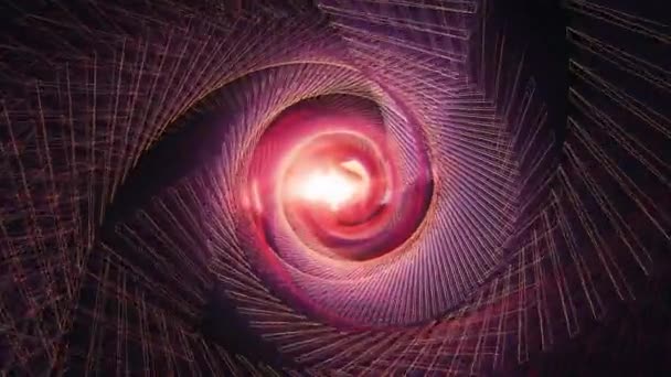 Tecnología Futurista Arte Fractal Rosa Púrpura Rojo Colores Remolino Malla — Vídeo de stock