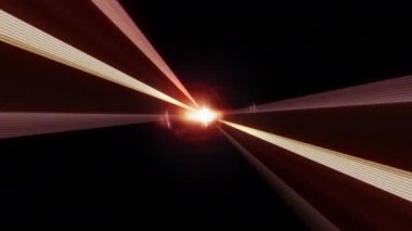Lazer ışın ışını ile optik mercek patlaması efekti dönüş efekti çizgisi animasyon döngüsü arka planı. 4K pürüzsüz dinamik kinetik parlak enerji yıldızı ışık huzmesi efekti ışık çizgileri ile dönüyor.