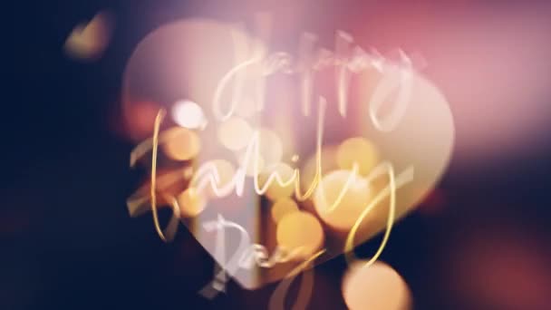 Happy Family Day Golden Text Beautiful Flare Light Bokeh Pattern — Stock Video