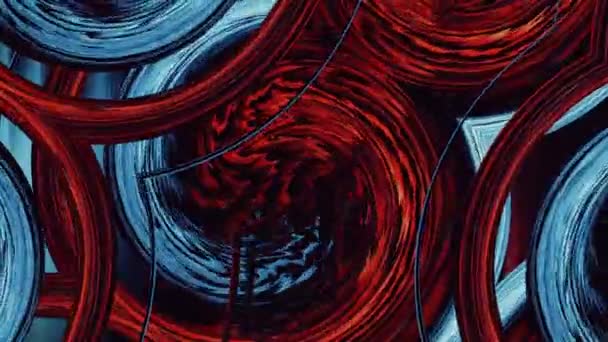 アブストラクトグランジレッドブルーアートウォール落書きスタイルのアニメーション背景効果 暗勾配の幾何学における波背景 カオスはカラフルな壁紙をペイント シームレスなループの背景 4Kモーショングラフィックス — ストック動画