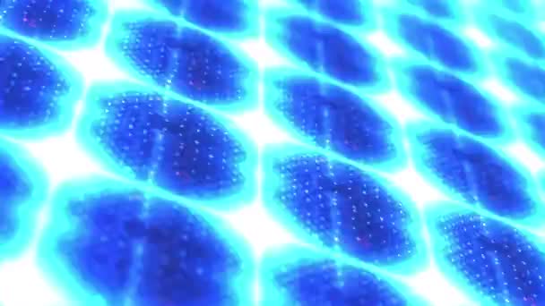 Blue Tech Neon Light Cut Matrix Tile Pattern Digital Leaded — стоковое видео