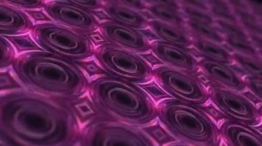 Üç boyutlu perspektif pembe neon fütüristik teknoloji girdap dairesi desen animasyonu. 4K pürüzsüz döngü elektronik LED duvar dijital devre konsepti VJ DJ loop görsel sahne BG.