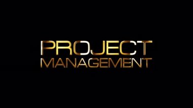 4K altın kelime PROJECT MANAGEMENT 3D İllüstrasyon kelime rotasyonu kusursuz döngü animasyon kavramı. Proje Yönetimi altın metni başlık kaplaması için QuickTime Alpha Channel ProRes 4444 kullanılarak izole edilir.