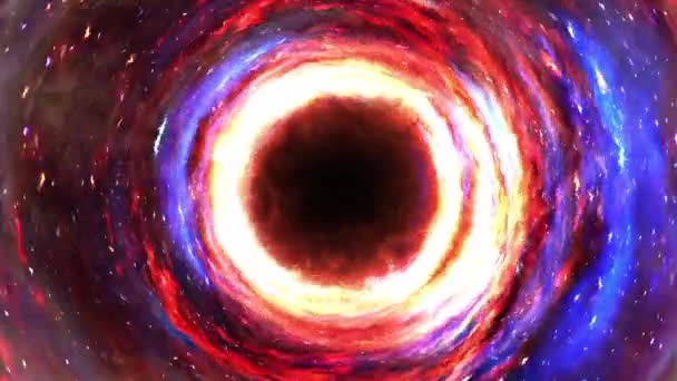 Brillance abstraite coloré violet rose rouge énergie trou noir rotation animation sur noir. 4K 3D Glowing Burning Energy Fire Flame Vortex Cloud Cinematic. Sci-fi espace extérieur tunnel de vortex rotatif.