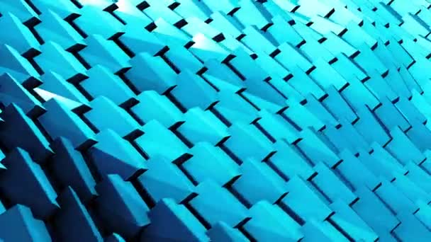 4K抽象3D蓝色几何装饰瓷砖物体 波面无缝环梯度背景 Vj循环 业务演示封面的动态数字移动图形 — 图库视频影像