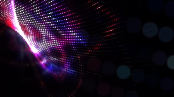 Абстрактна Технологія Рендеринга Цифрове Мистецтво Світяться Різнокольорові Крапки Хвильового Фону — стокове відео
