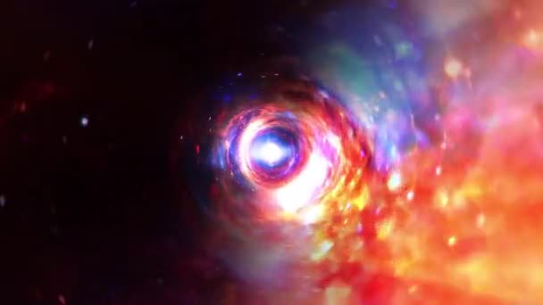 Абстрактний Барвистий Світиться Синьо Червоний Гіперпросторовий Тунель Через Вихровий Цикл — стокове відео