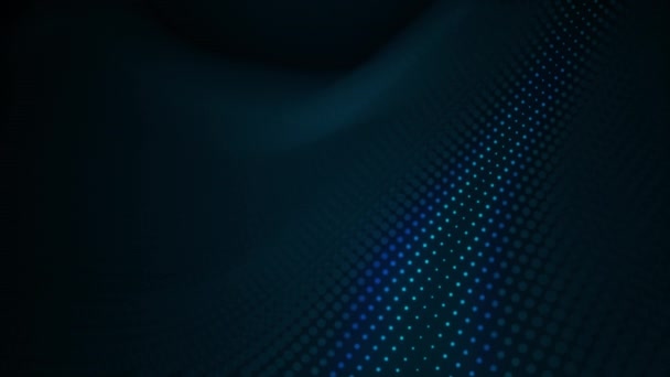 Abstract Render Technology Digital Art Glow Blue Dots Wave Dark — Vídeos de Stock